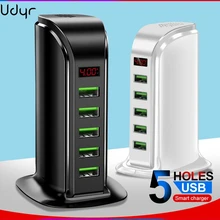 Udyr 5 портов USB зарядное устройство концентратор светодиодный дисплей мульти док-станция для зарядки с USB универсальный мобильный телефон Настольный настенный домашний зарядное устройство s EU US