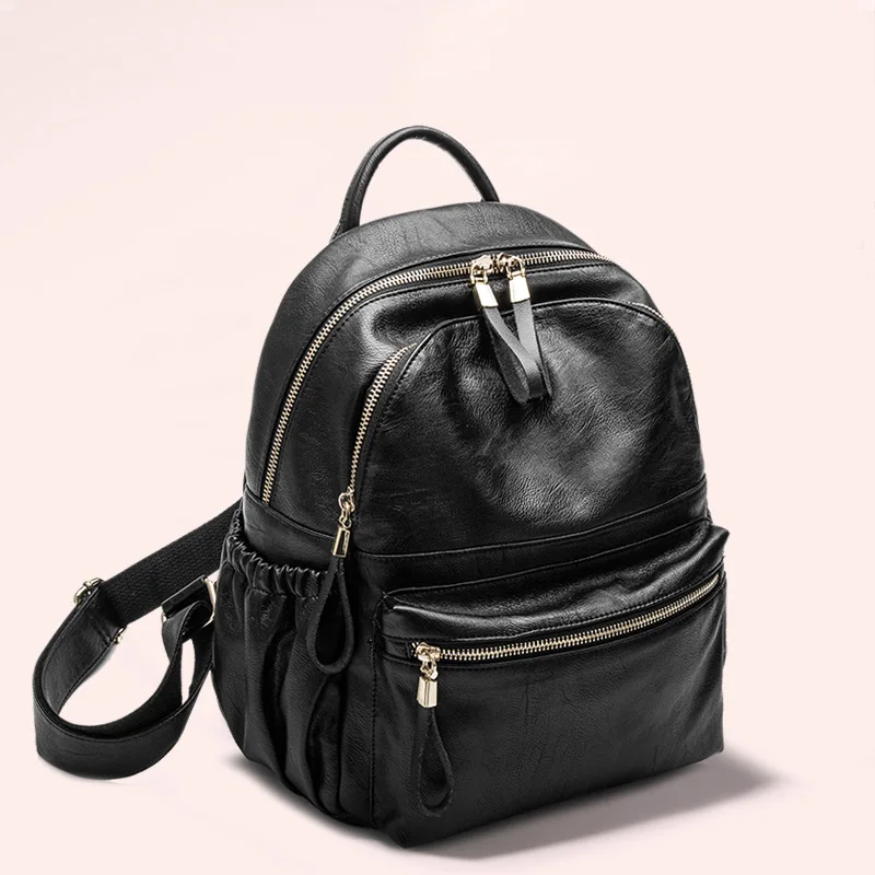 

Manufacturers Direct Supply Korean-style Fashion Backpack Women's 2019 Versatile Soft Leather Backpack Large Capacity Diaper Bag