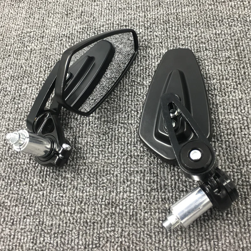 Motorbike Aluminum Rear View Black Handle Bar End Side Rearview Mirrors (10)