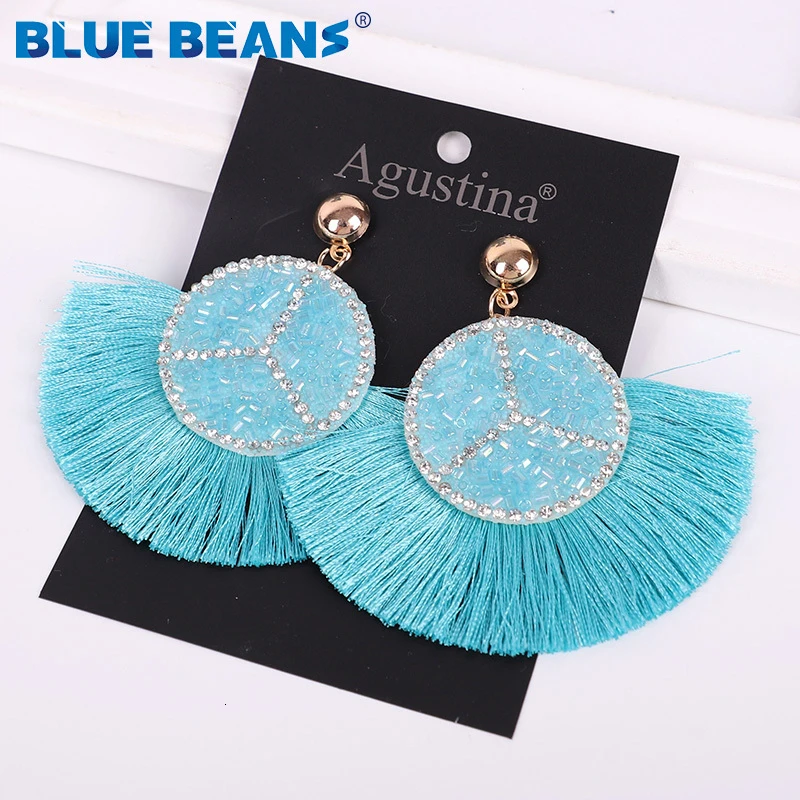 Bohemian big tassel earrings for women Long Fringe Round Leopard Earring Fashion Geometric Handmade Drop Earings Simple Jewelry - Окраска металла: D4