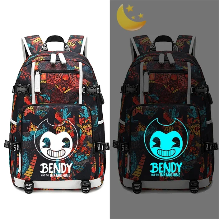Bendy и чернильная машинка рюкзак usb зарядка дорожная сумка для подростков мальчиков девочек Школьный рюкзак сумка для ноутбука Косплей - Цвет: Style M