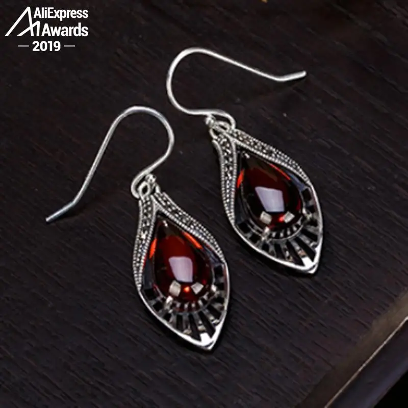 S925 Изящные Ювелирные изделия рубиновые висячие серьги женские ракушки Висячие