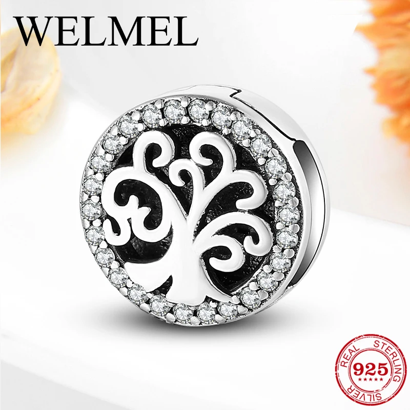 

Clear CZ 925 Sterling Silver family is where love grows Life Tree Clip beads Fit Original Reflection Charm Bracelet DIY Jewelry