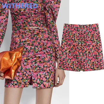 

Dave&Di england style high street vintage floral print high waist summer mini skirt women faldas mujer moda 2020 skirts womens