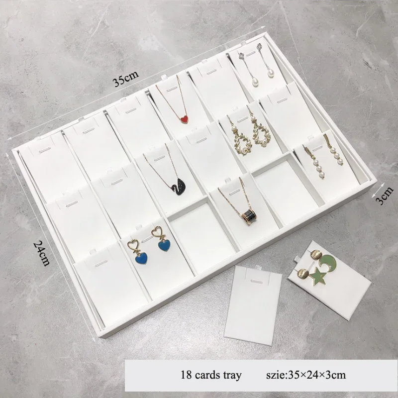 Classic White PU Leather Necklace Ring Earring Holder Jewelry Tray Series Jewelry Disply Jewellery Organizer Box
