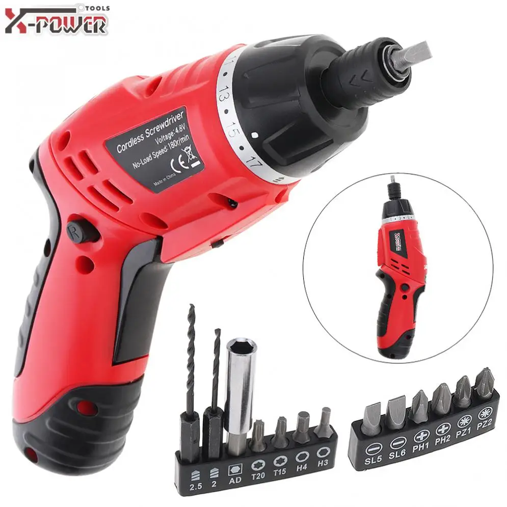 4.8V Electric Screwdriver Mini Drill Set with LED Lighting and Two-way Rotating Head Multifunctional  Power Tools for Home