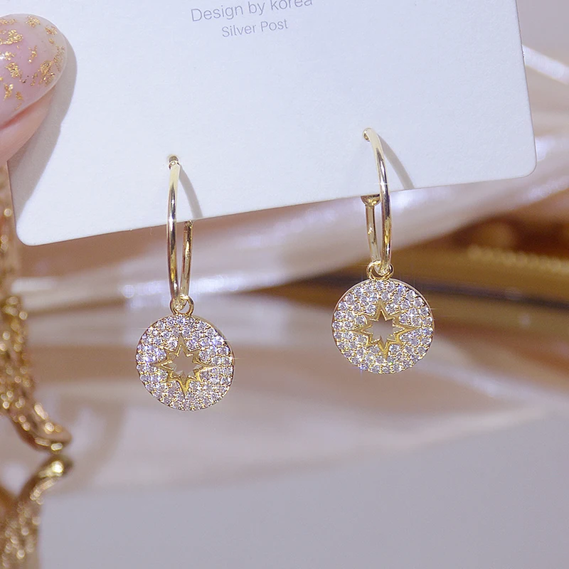 

Elegant Exquisite Micro Inlaid CZ Round Women Earring AAA Cubic Zirconia Charm Korean Stud Earrings Wedding Jewelry Pendant Gift