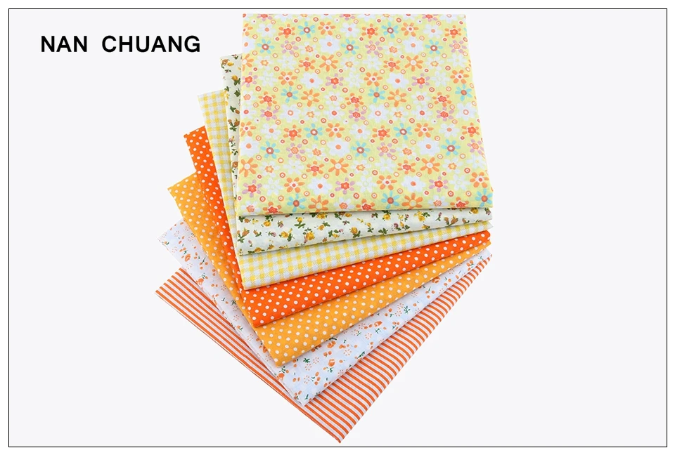Nanchuang 7 шт./лот, желтая тонкая хлопковая ткань низкой плотности, Лоскутная Ткань, сделай сам, ручная работа, ткань для шитья, рукоделие, узор 50x50 см