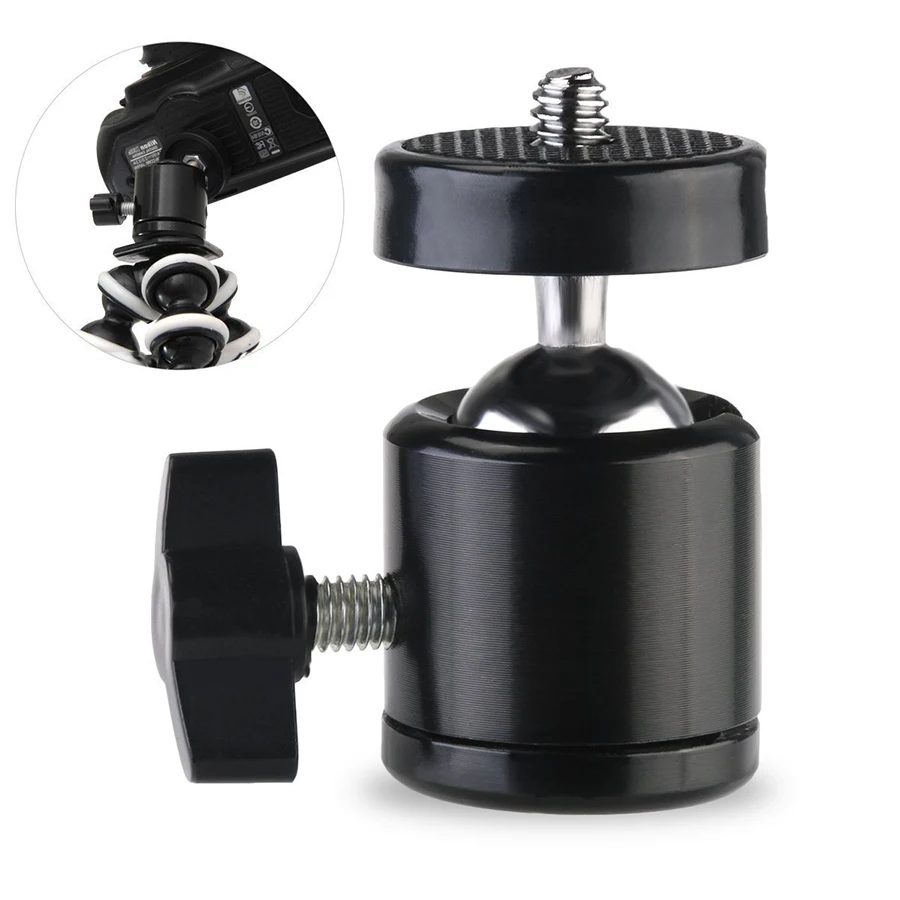 MAMEN Mini Metal Ball Head With 1/4 3/8 inch Threaded Hole 360&deg; Universal Ball Head For Tripods Cameras Phone Holder Fill Light