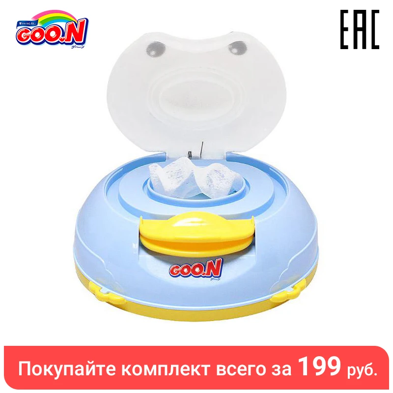 Goo.n Влажные салфетки Количество 70 шт 99% вода не содержат спирт с контейнером для