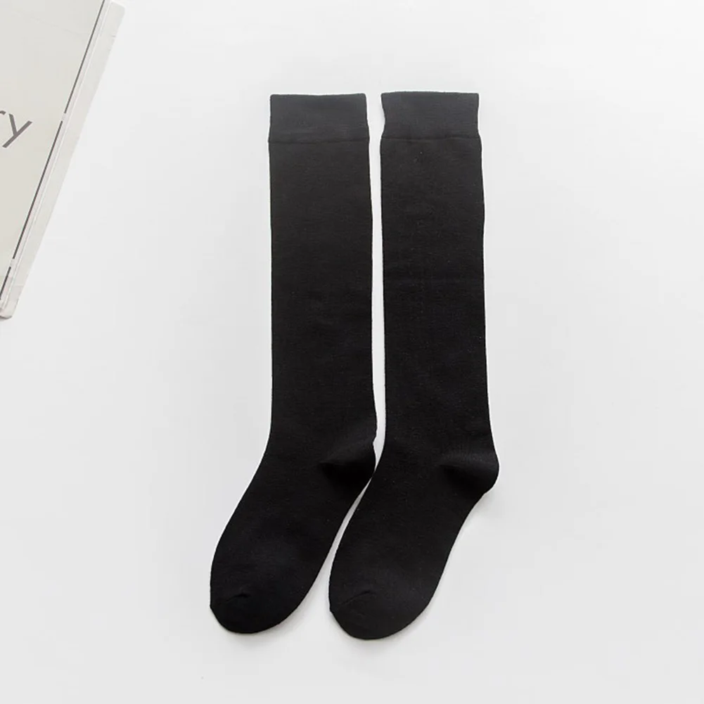 Black 1 пара носков для женщин, хлопковые длинные носки на осень и зиму, Harajuku Look, женские повседневные теплые носки, женские однотонные носки, 7 цветов - Цвет: Black