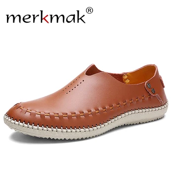 

Merkmak Autumn Men Loafer Shoes Summer Holes Breathable Design Casual Shoes For Man Business Driving Footwear Flat