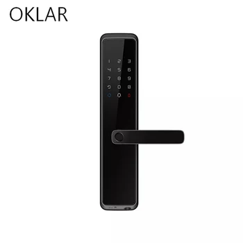 OKLAR Intelligent Fingerprint Door Lock Smart Card Digital Code Electronic Door Lock Security Mortise Lock Password Key Unlock gaterig intelligent lock door smart with fingerprint unlock digtal password lock apartment security door lock