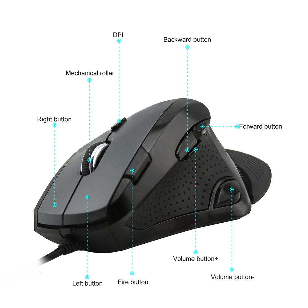 Delux M910BU Wired Vertical Mouse Gaming Mouse