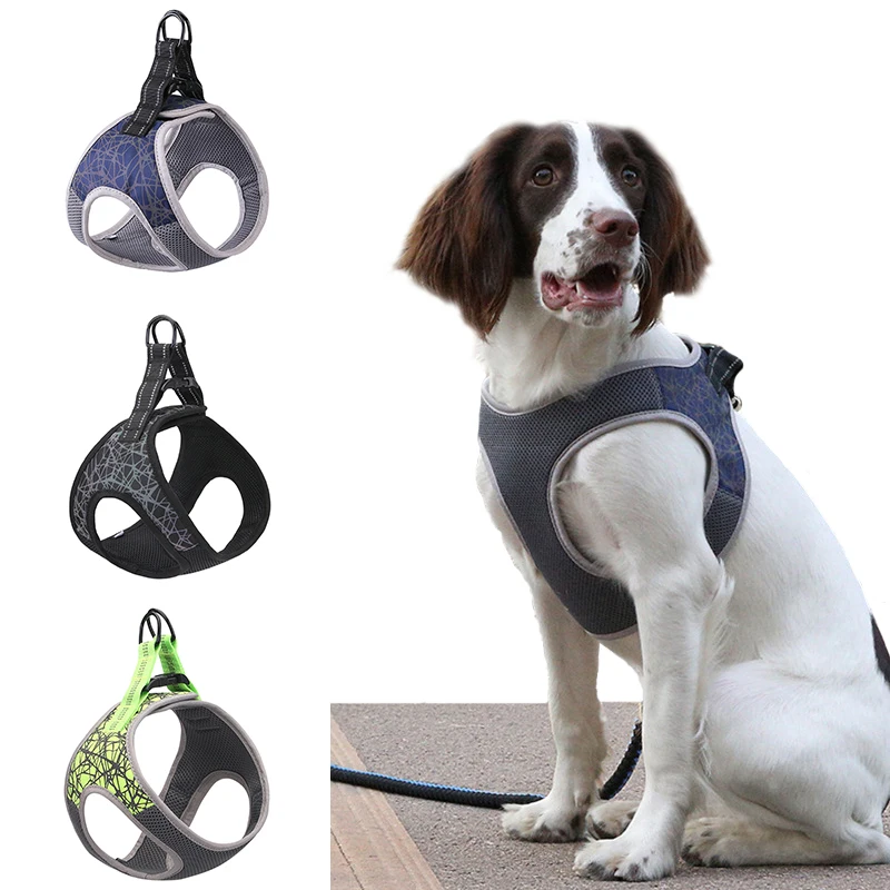 

HptYfd Dog Reflective Harness Soft Breathable Mesh Dog Vest for Miedium Large Dogs Adjustable Nylon Walking Pet Harness