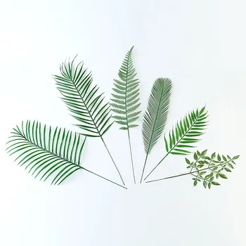 

100pcs Artificial Tropical Palm Leaves Fake Plants Faux Large Green Greenery for Wedding Home Party Decor WB1876