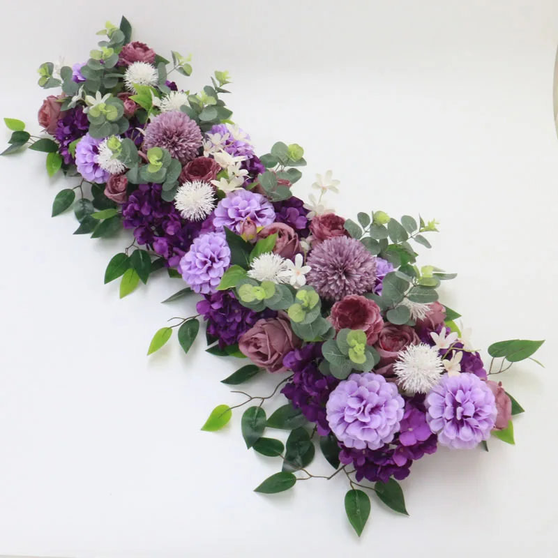 50/100 см DIY свадебный цветок стены композиция поставки шелковые пионы Искусственный цветок розы ряд Декор Свадьба Утюг Арки Фон - Цвет: Purple D