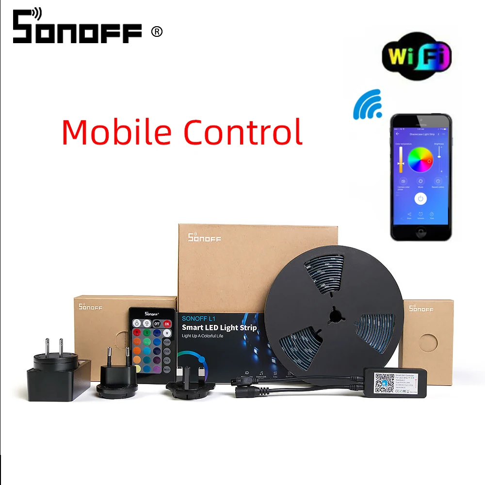 Sonoff L1 умный светодиодный светильник Водонепроницаемая умная WiFi Гибкая RGB полоса светильник s APP Voice Concrol работает с Alexa Google Home