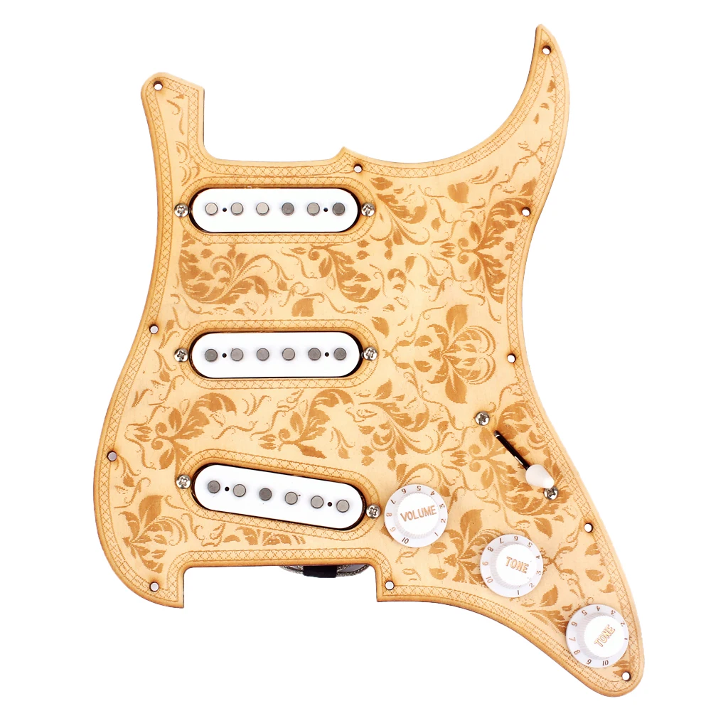 

1pc Prewired Loaded Alnico V Pickguard Maple White for ST Guitar Durable