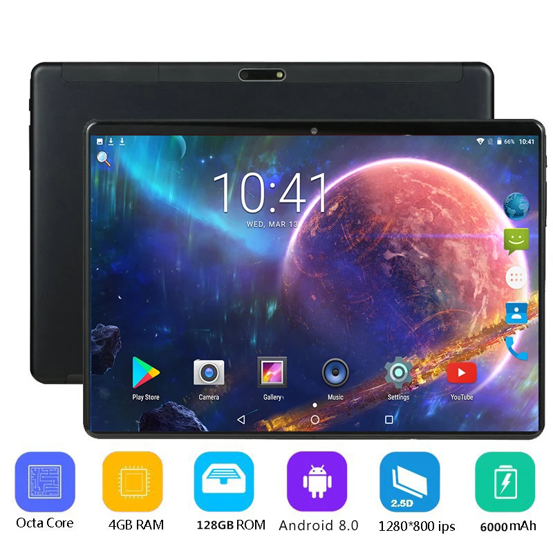

2.5D Glass Screen Android 8.0 OS 10 inch tablet pc Octa Core 6GB RAM 128GB ROM 4G FDD LTE 1280*800 IPS Tablets pc