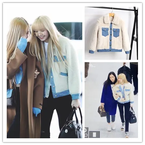 Kpop Blackpink Lisa same женская новая зимняя теплая одежда утепленная шерстяная куртка Женская корейская мода короткая кашемировая куртка пальто