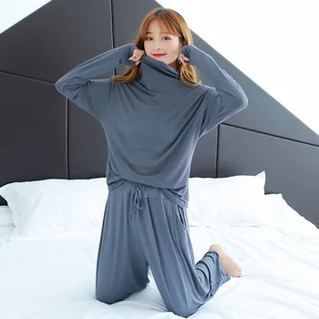 

Clothes for Women Long Sleeve Pajamas Cotton Sleepwear Women Home Costumes 2020 Autumn New Fashion Casual Homewear Turkneck Hom