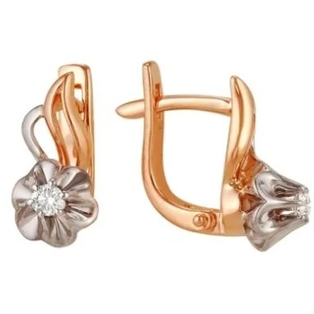 

Master brilliant earrings flowers with 2 diamonds in red gold