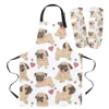 Pug Cute Heart Dog Cartoon Design Apron Oversleeve Oven Gloves Pads Cooking Baking Kitchen Aprons for Women Kids 1