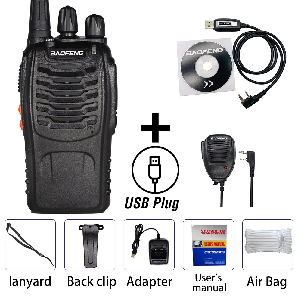 With Mic cable Baofeng BF 888S Walkie Talkie 5 Вт 6 км UHF 400-470 МГц двухстороннее радио bf888s портативный cb Ham Радио comunicador 16-канальный приемопередатчик - Цвет: With Mic cable