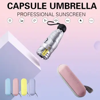

Capsule Umbrella Titanium Silver Sunshade Umbrella Anti-UV Umbrella Strong Protective Accessories Furl Rainy Day Courtyard