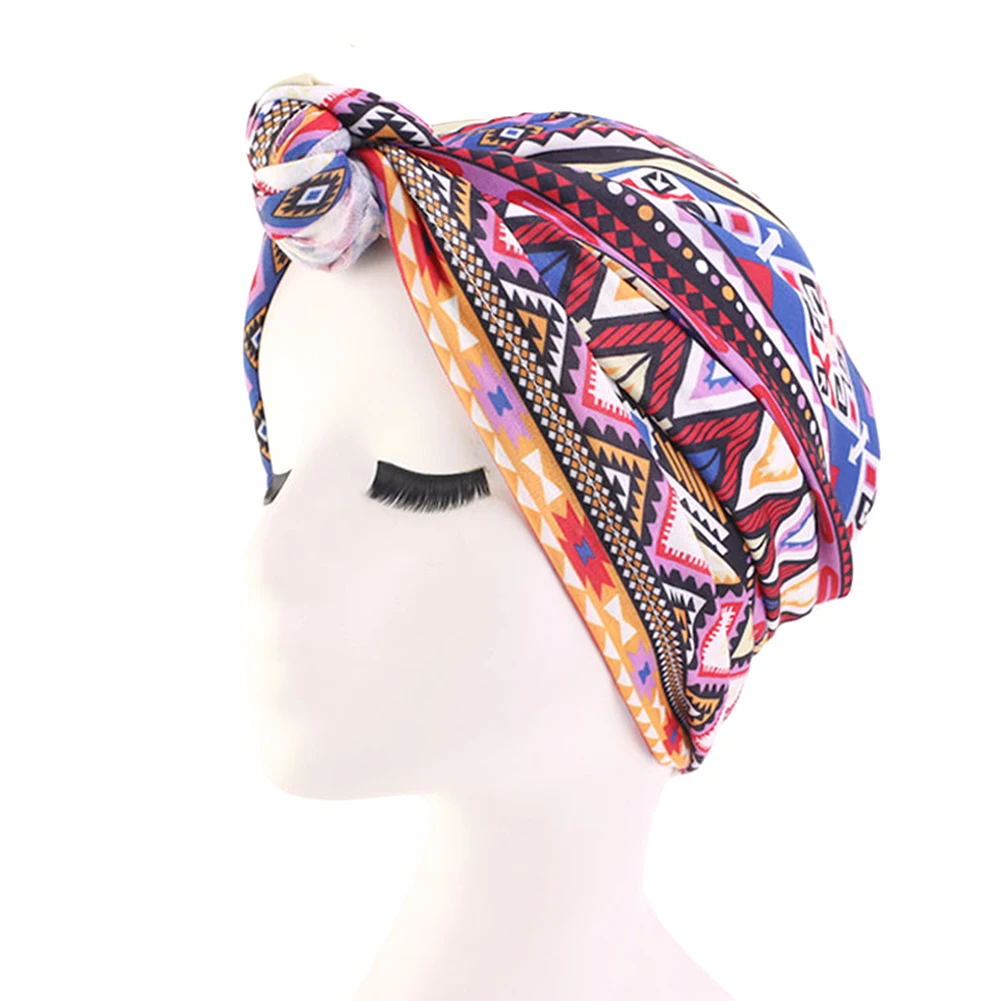 Ethnic Blue Женская повязка на голову Топ узел Женские аксессуары Цветочная шапочка шапка-тюрбан шапка этнический стиль твист мусульманский шарф Мягкая Повседневная мода - Цвет: Ethnic Blue