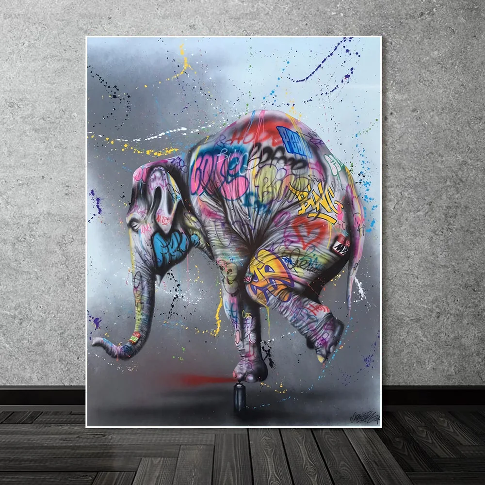 Jumping Elephant Graffiti Art
