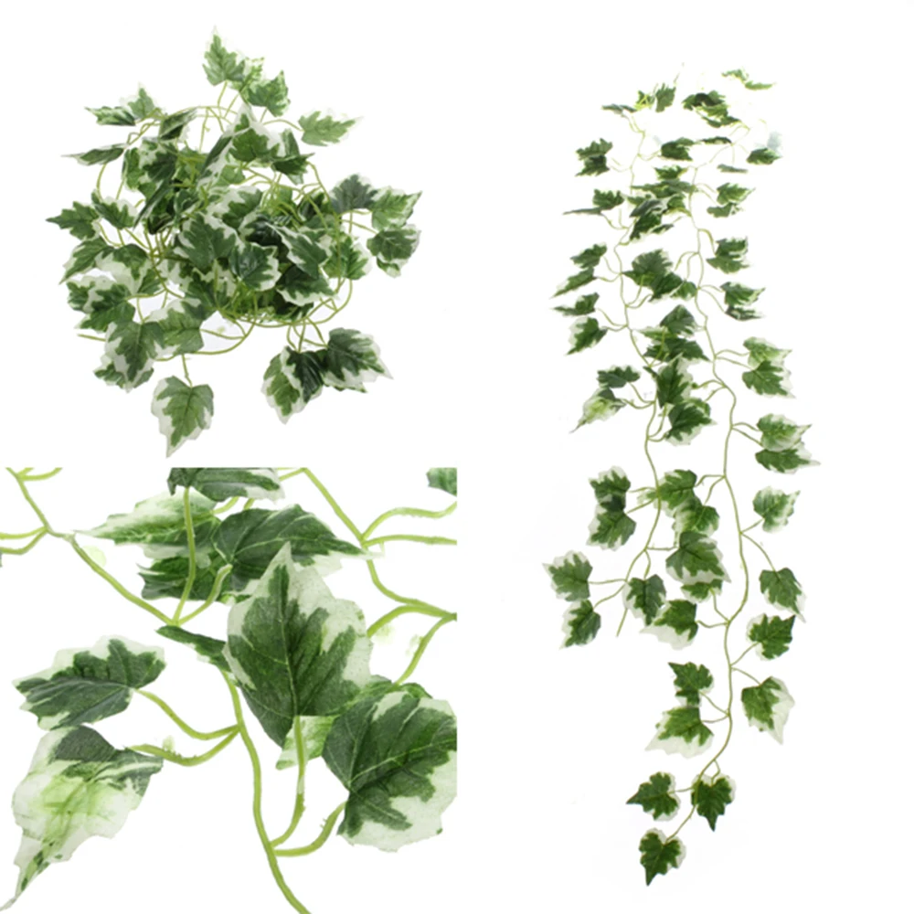 12Pcs 2M Artificial Vine Grape Leaves Fake Hanging Vine Plant Leaves Home Garden Wall Decoration Green Plants False Foliage