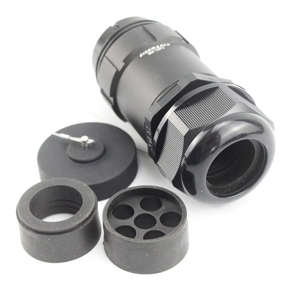 Socapex 19 핀 암 플러그 M40 19-28mm 케이블 글랜드 금도금 황동 핀(사전 설치) 인라인 커넥터
