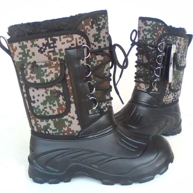Бренд ARCTIC TRACKS; сезон осень-зима; теплые мужские модные зимние ботинки; Повседневная водонепроницаемая обувь до середины икры в военном стиле для рыбалки, катания на лыжах - Цвет: forest green