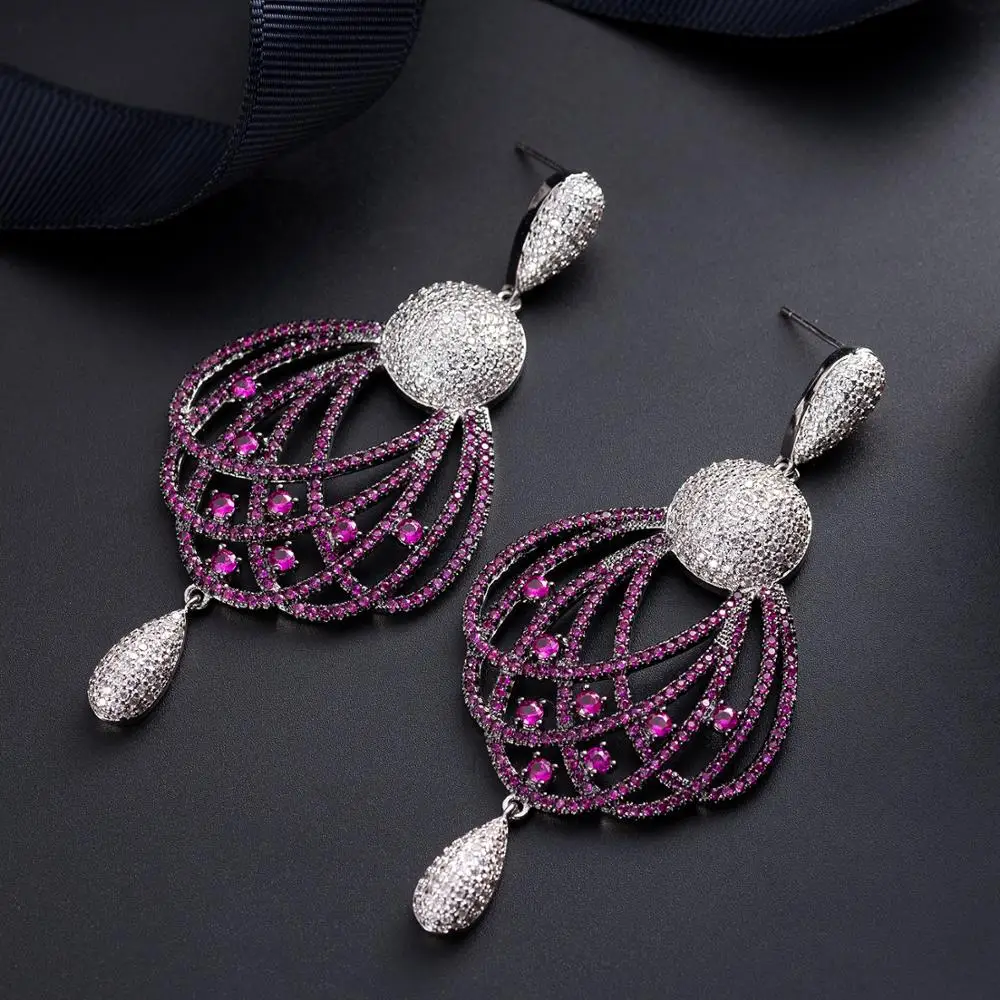 

High-end fashion long fringed micro-inlaid color zircon earrings wholesale for women manufacturers