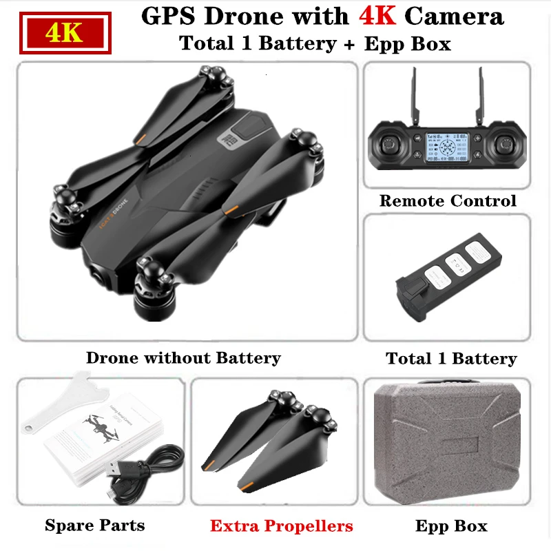 Gps Дрон с 5G wifi FPV 4K HD камерой Профессиональный бесщеточный Квадрокоптер с ESC камерой 28 минут время полета VS F11 SG906 Дрон - Цвет: 4k Epp Box 1B