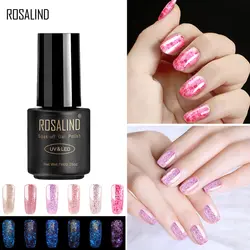 ROSALIND модный гель для ногтей лак замачиваемый светящийся розовый Золотой Цвет гель для ногтей праймер верхнее покрытие ногти искусство