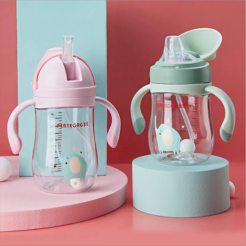 Silica Gel Feeding Kids Toddler Newborn Baby Drink Cups Water Bottles Kids Drinking Sippy Cup with Straw Handle Infantil Drinker water bottle drinking cup water cup silicone cups feeding cup