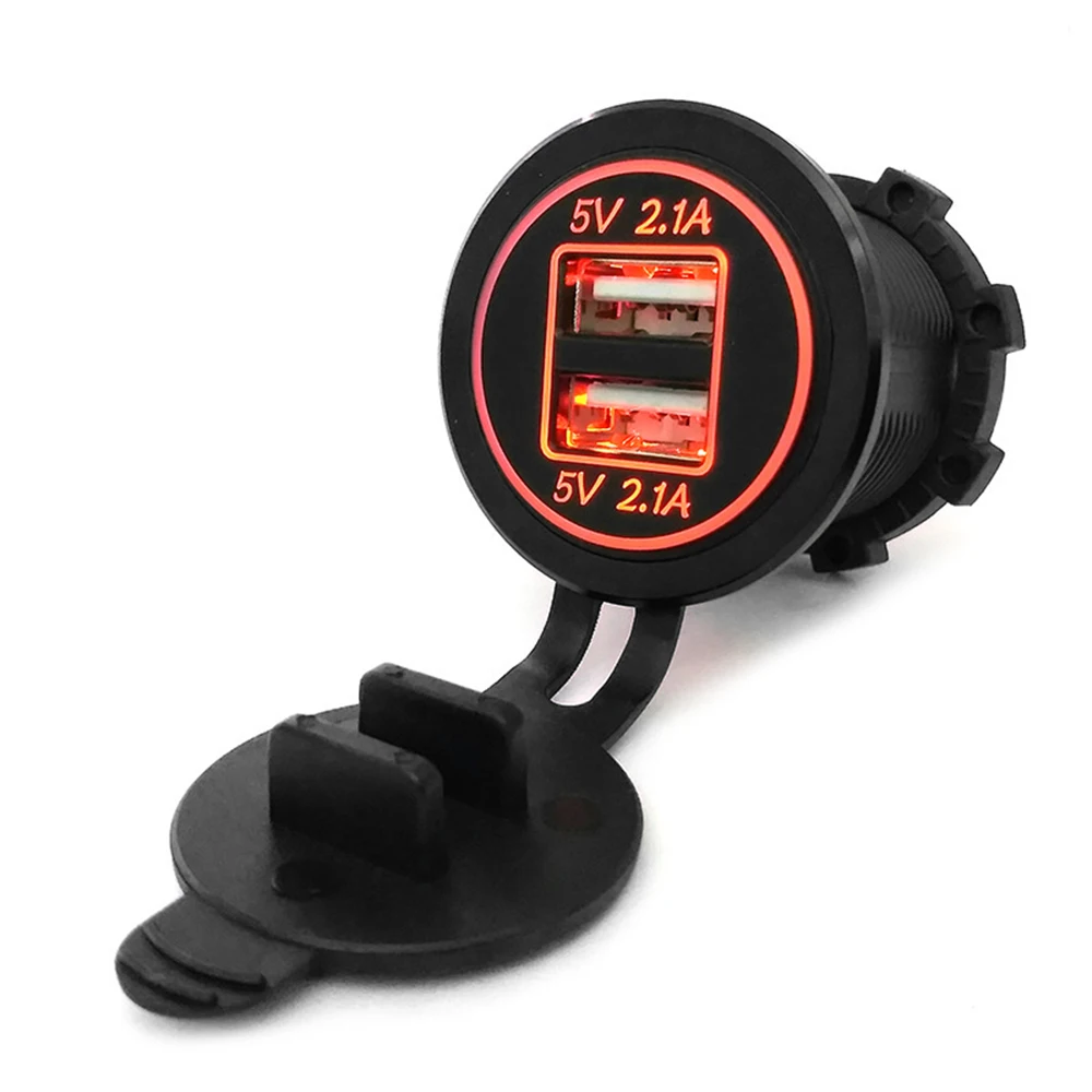 Оранжевый USB зарядное устройство Крышка для мотоцикла Авто Грузовик ATV Лодка светодиодный автомобиль 4.2A двойной USB разъем 12-24 В Автомобильное зарядное устройство USB адаптер питания - Название цвета: Оранжевый