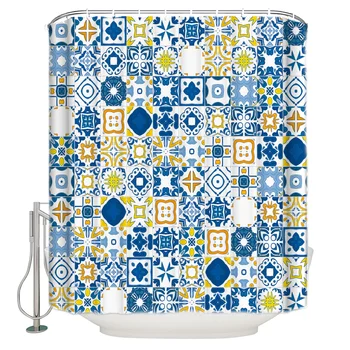 

Morocco Shower Curtain Bathroom Curtain Polyester Fabric Bath Curtain Washable Home Bath Decor