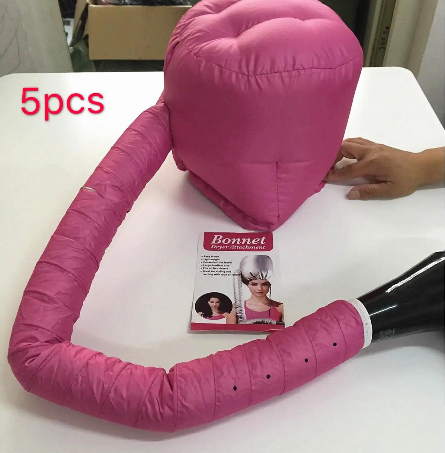 5pcs pink Портативный мягкий волос сушки колпачок Капот Шляпа женская фен дома Парикмахерская поставка Регулируемый аксессуар - Цвет: 5pcs pink
