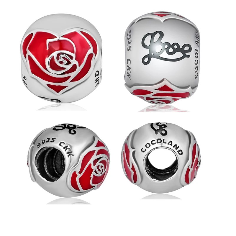 

Rose Beads 100% 925 Sterling Silver Belle Enchanted Love Charm for Jewelry Making Fit Charms Bracelets free shipping YK045
