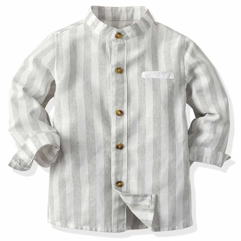 Детские рубашки для мальчиков; осенние однотонные рубашки для малышей с длинными рукавами; модные хлопковые топы для маленьких мальчиков; Детские рубашки - Цвет: beige 20C481