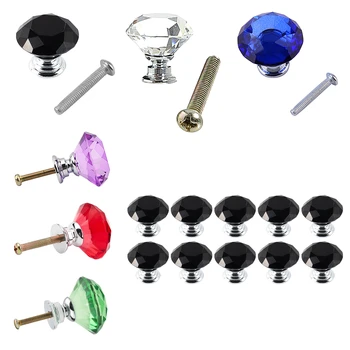 

Creative Noble 1Set 30mm Crystal Glass Diamond Shape Cabinet Knob Cupboard Drawer Pull Handle Used for Cabinet&Drawer&Chest