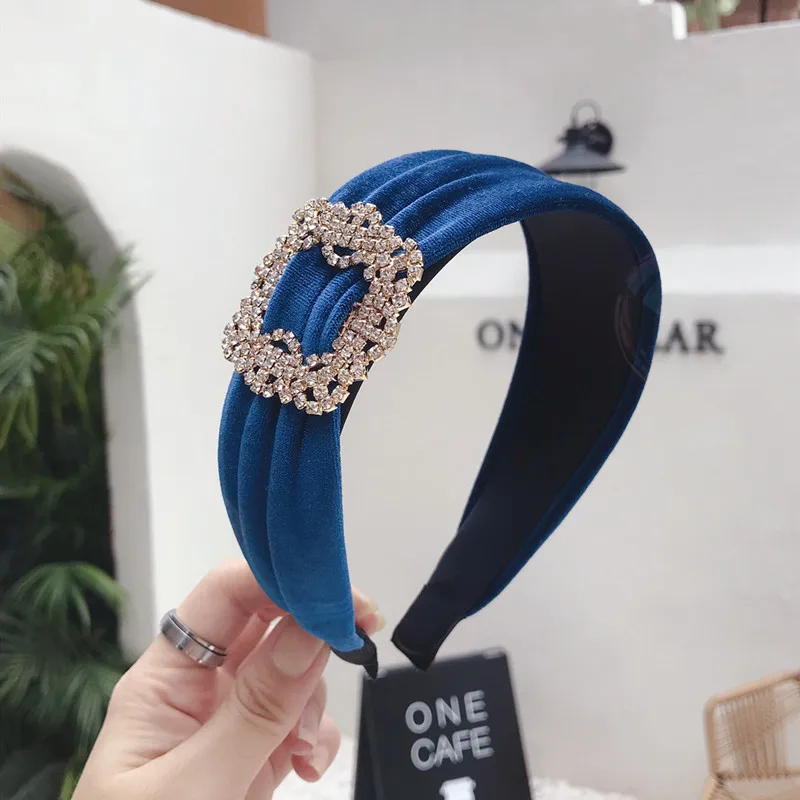 191009 blue Винтажные плетеные Стразы резинки для волос с жемчугом для женщин заколки для волос тюрбан драгоценность головная повязка для девочек аксессуары для волос Haar повязка для волос - Цвет: 191009 blue