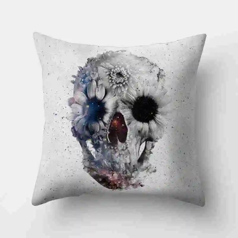 Skull Cushion 18'' Cover Throw Pillow Polyester Sofa Home Case Decor Waist 