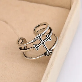 

Vintage 925 Sterling Silver Cross Rings For Women Jewelry Beautiful Finger Open Rings For Party Birthday Gift