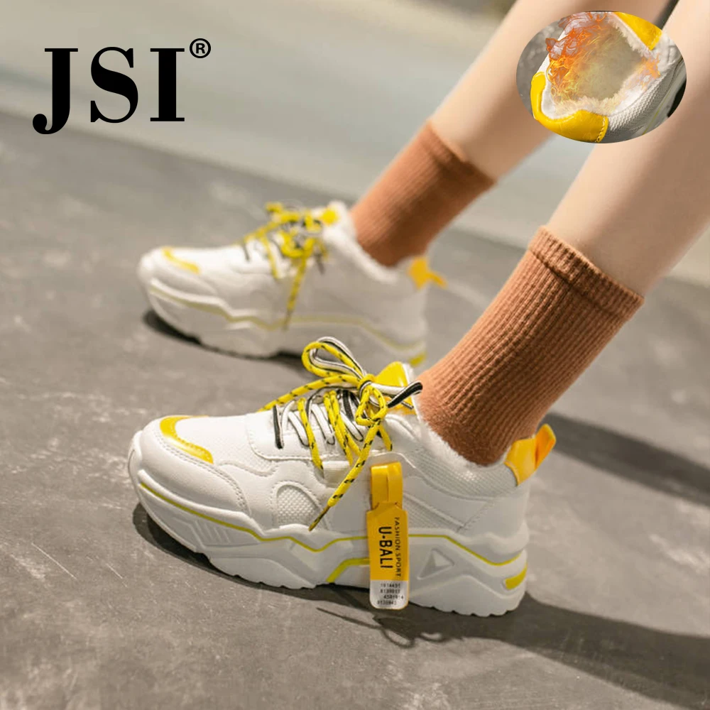 JSI/Новинка года; модные зимние кроссовки с круглым носком; разноцветная теплая повседневная женская обувь на платформе; женская обувь на плоской подошве со шнуровкой; D3