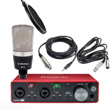 

Upgraded Focusrite Scarlett 2i2 3rd gen audio interface USB sound card & Alctron MC410 microphone recording set with pop filter